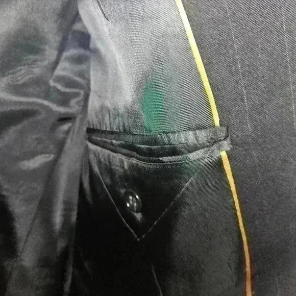 Sterling and Hunt Luxe Dark Navy Pinstripe 100% Wool Blazer Sz 42R EUC - Picture 4 of 14